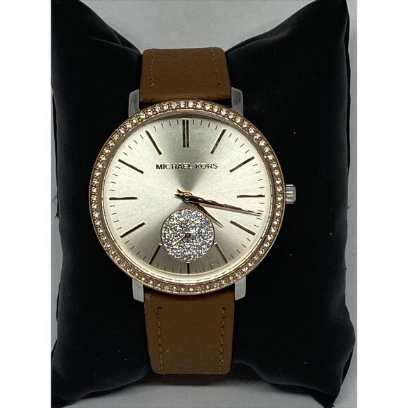 Michael Kors JARYN MK3660 Women's Brown Leather Analog Dial Quartz Watch OP714 - Picture 1 of 12